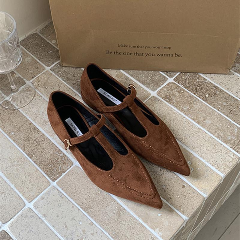 

Bailamos 2025 Autumn Pointed Toe Women Flats Sexy Shallow Slip On Sandals Shoes Fashion Low Heel Ladies Elegant Dress Boat Shoes 35