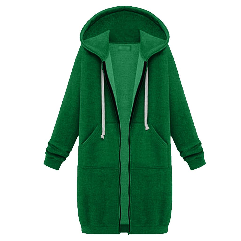 Damen Sweatshirt Verlängert Locker Langärmlig Kapuzenjacke Mit Taschen