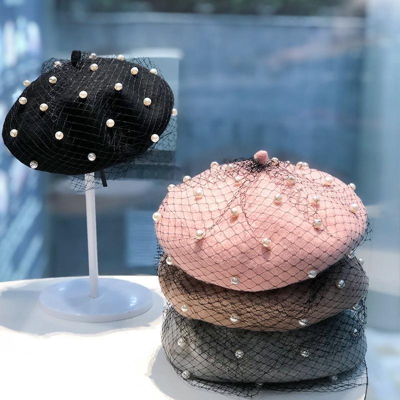 Women S Mesh Lace Beret Vintage Retro Large Head Size French Style Hat