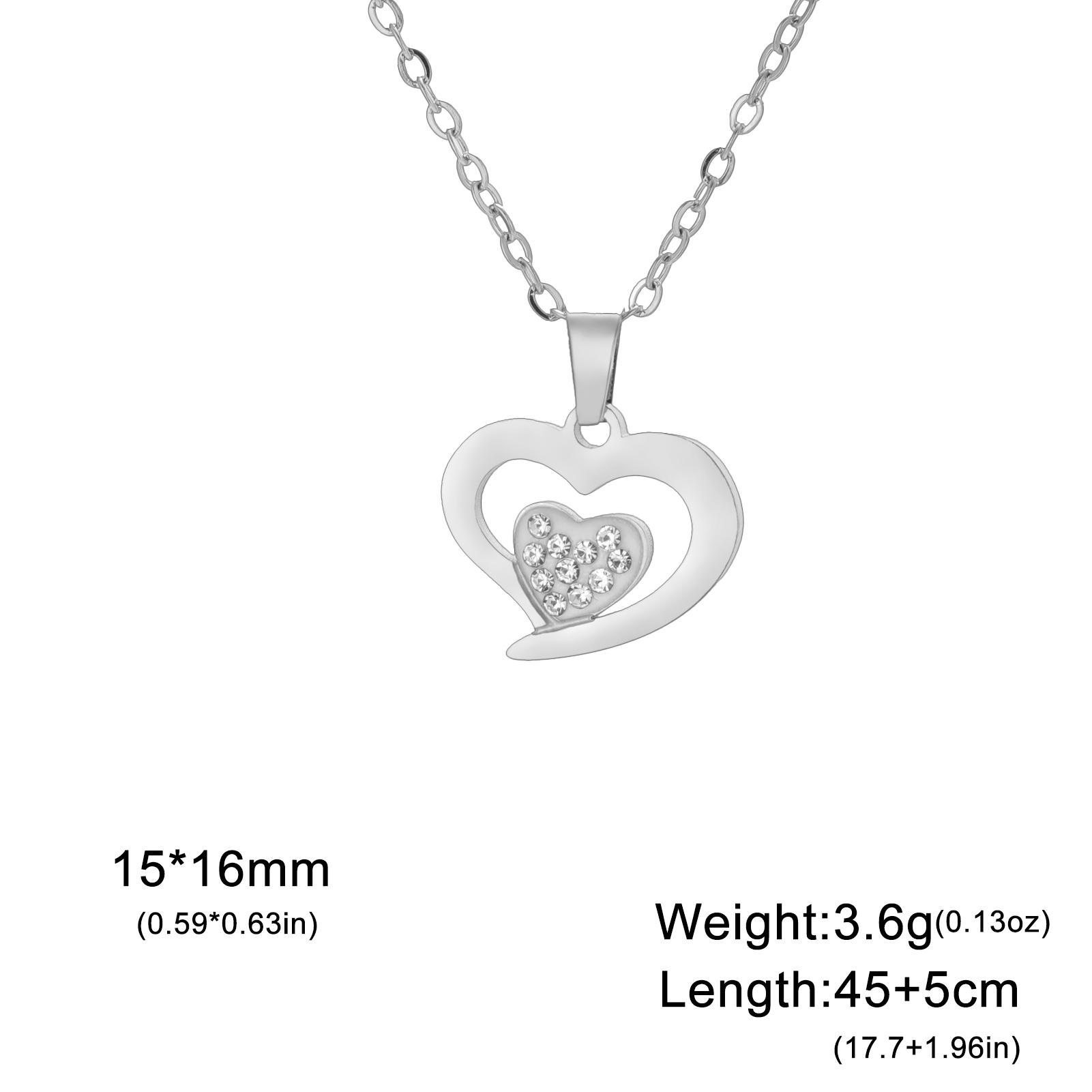 

Teamer Love Heart With Crystal Pendant Stainless Steel Necklace For Women Girls Fashion Jewelry Cute Choker Birthday Gift 2026 45-50cm