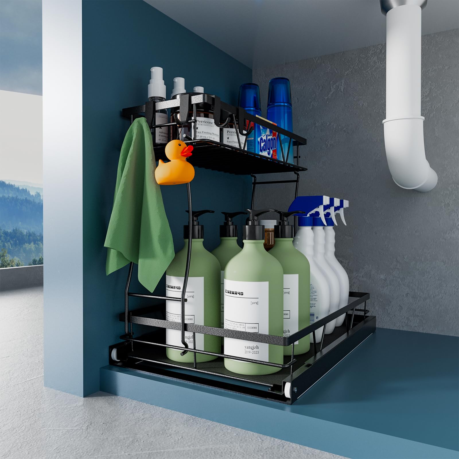 

Органайзеры и системы хранения под раковиной, двухъярусные органайзеры и системы хранения для кухни в ванной, выдвижные системы хранения под раковиной для кухни чёрный