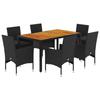 VidaXL Ensemble à manger de jardin et coussins 7pcs noir rotin acacia, ensemble de salle à manger d'extérieur, meuble de 3278672