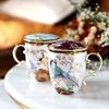 400ml Luxury High-Grade Bone China Chinese Style  Tea Cup with Lid Spoon Ceramic Flower Bird  Mug drinkware Gifts