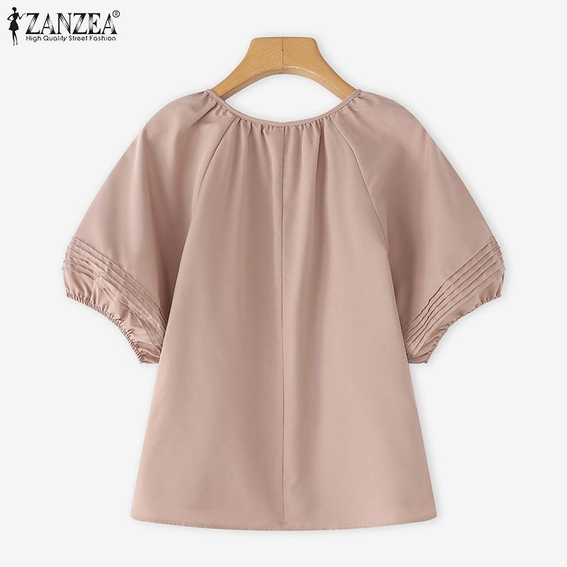 ZANZEA Women Casual V-Neck Loose Short Sleeve Blouse
