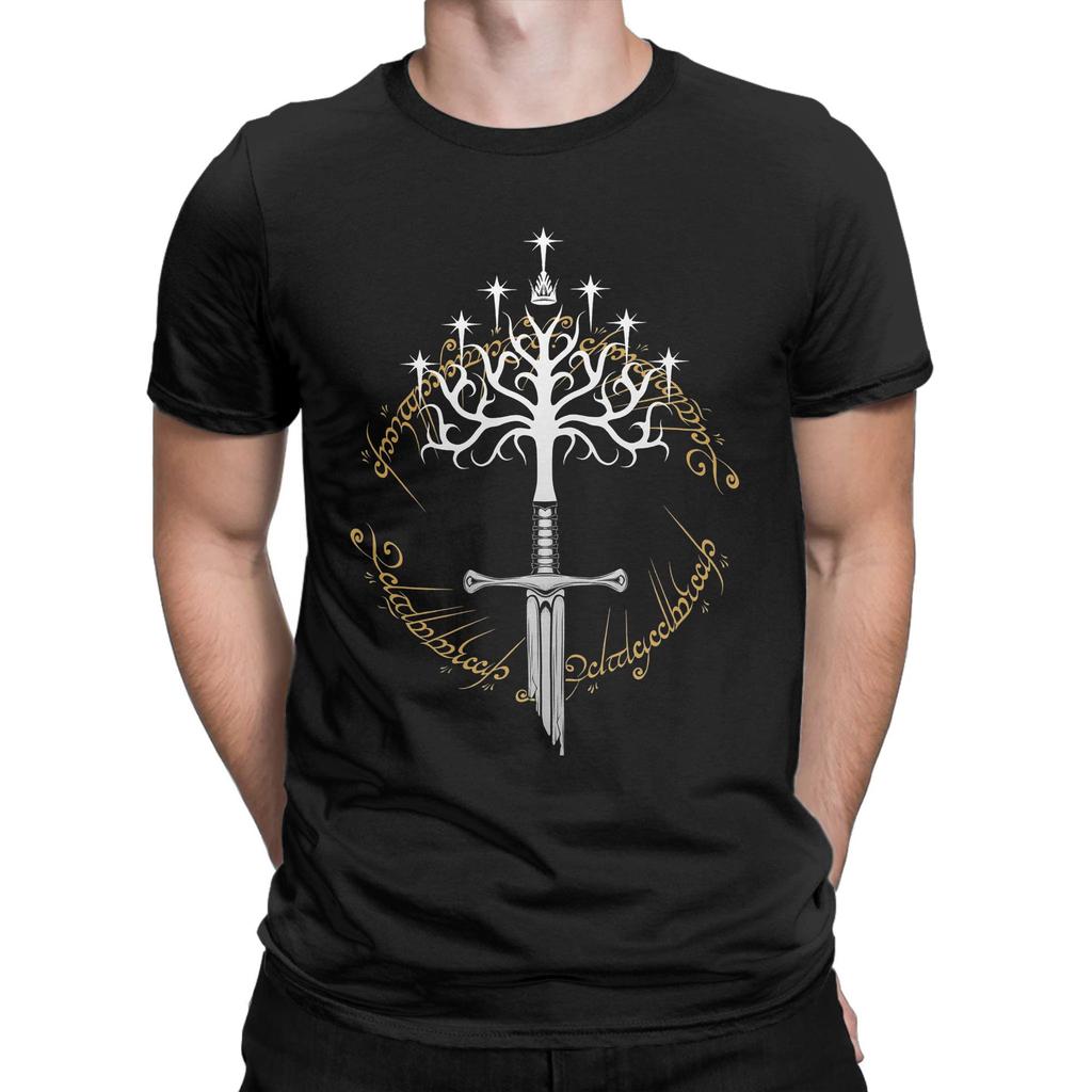 Anduril White Tree L-Lords Of The R-Rings Gondor T-Shirts for Men  Humor Cotton Tees Short Sleeve T Shirts Gift Idea Tops