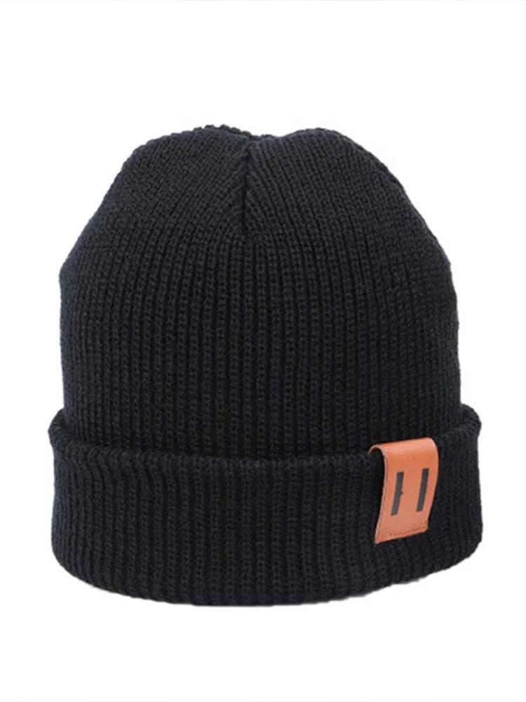 

Fashion Knitted Pullover Caps 2025 New Autumn Winter Adult Thick Knitted Beanies Skullies Hat Men Women Solid Plain Beanie Hat Adult size чёрный