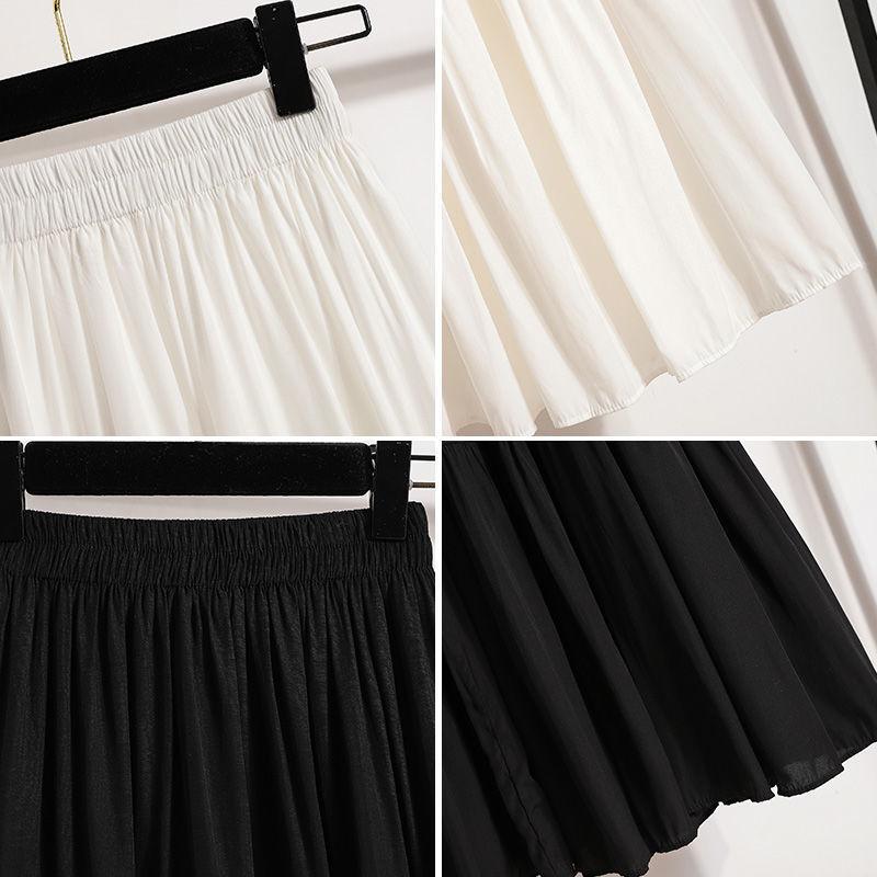 Gonna a ruota Vita alta Casual Snellente Gonna a strati Vestito versatile di media lunghezza Giovanile Donna Nuovi Arrivi Abbigliamento Dolce Nero Tendenza