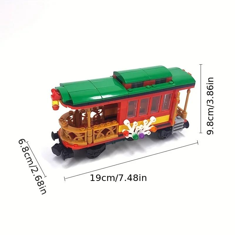 Zugwaggon Bausteine, Weihnachtsgeschenk, Weihnachts-Zug Sightseeing-Waggon, Zugmodell, Puzzle-Montagespielzeug