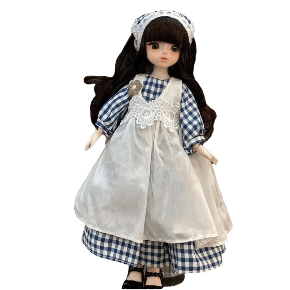Lange Haare 30cm Bjd Puppe mit Kleidung Attraktive Augen Prinzessinnen-Make-up Kugelgelenkpuppe Geburtstagsgeschenk