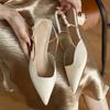 Französische Satin-Stil Sandalen 2026 Frühling Damen Neu Spitzer Mittelhoher Absatz Design Luxuriös Vielseitig Einzelne Schuhe Zapatos De Mujer