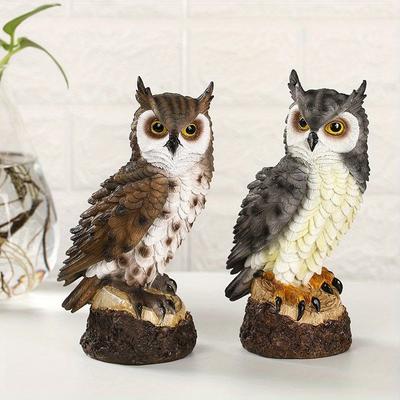 Resin Bionic Owl Ornaments Outdoor Porch Decorative Figurines for Portico Courtyard Animal Item Garden Sculpture Gift