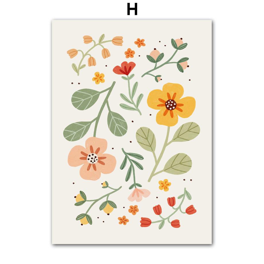 Boho Fashion Girl Flowers Leaves Illustration Wall Art Canvas Painting Nordic Poster And Prints Pictures For Living Room Decor