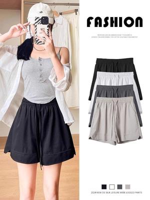 Women's American Style Quick-Dry Ice Silk Sports Shorts - Summer 2026, Wide Leg, Petite Fit
