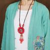 Retro Turquoise Flower Necklace Handmade Long Fringed Women's Autumn and Winter Sweater Chain Versatile Accessories