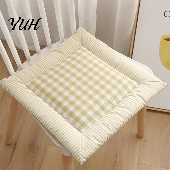 Durable Chair Cushion for Wood Chairs Square Plaid Pad with Ties, Cotton Linen Breathable Seat Cushion, Buffalo Spring Autumn Check Dining Home Office