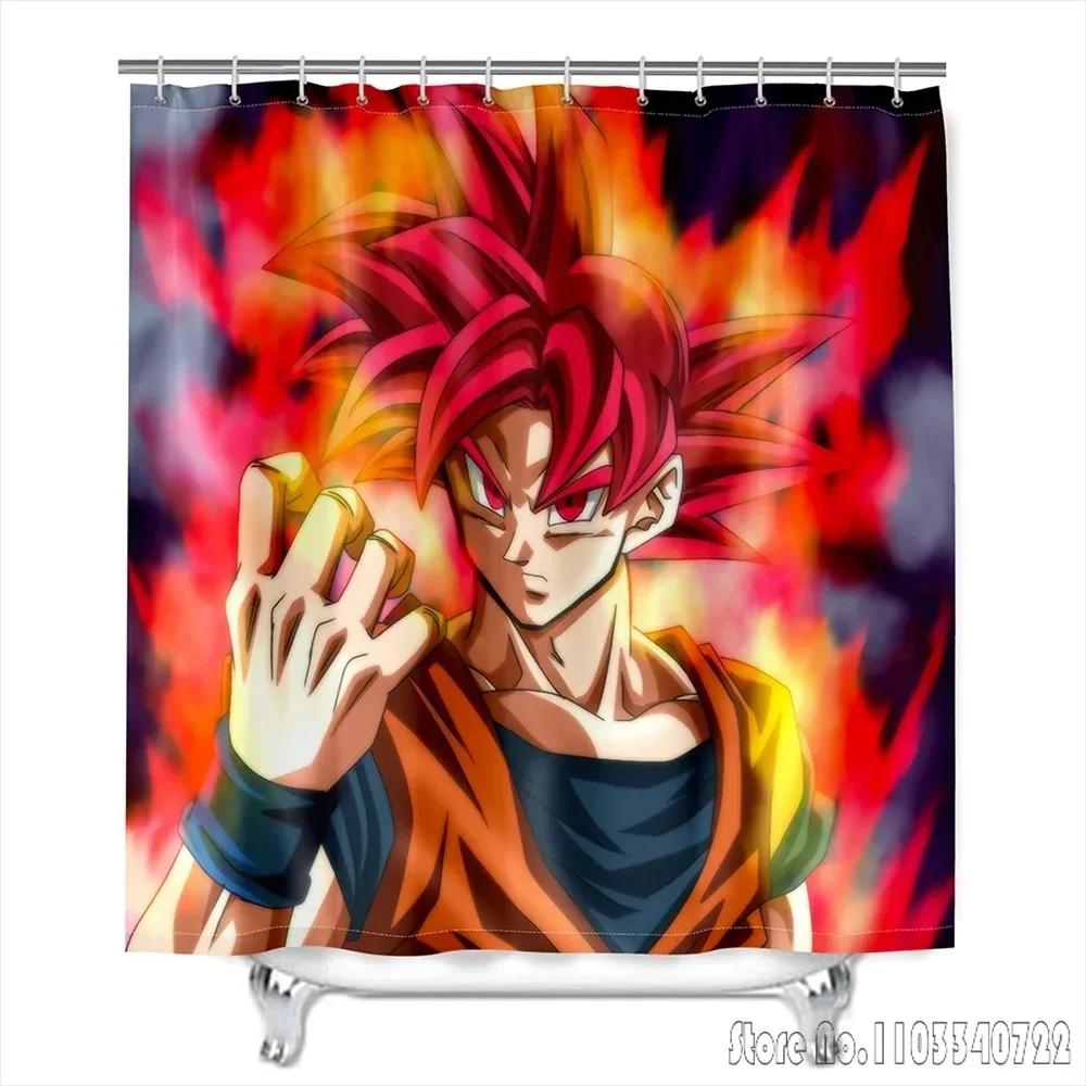 Anime Dragon Ball Z Son Goku Burdock Broli Bath Shower Curtain Waterproof 3D Cute With Hooks For Kids Bathroom Decoration
