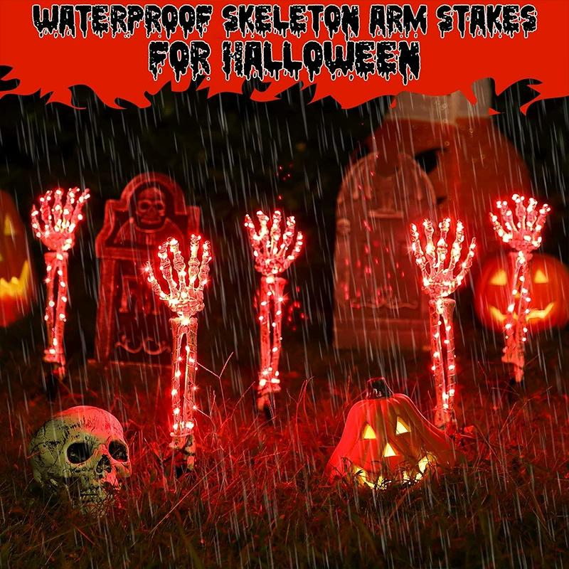 2PC Solar Powered Ghost Hand Ground Plug-in Stake Light Outdoor Waterproof LED Garden Light Horror Decoration Lamp For Halloween