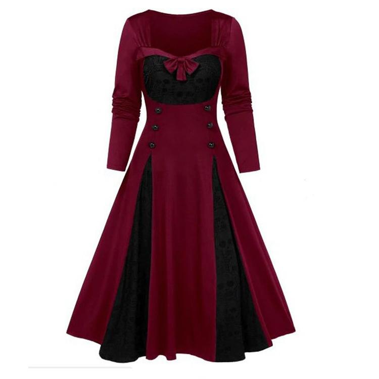 Women Fashion Spring And Autumn Long Sleeve Sexy Solid Color Lace Dresses Party Evening Patchwork Dresses For Women