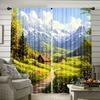 2pcs Alpine Village Landscape Curtains - Mountain Cottage Window Drapes with Rod Pocket   Semi-Opaque Light Filtering for Living