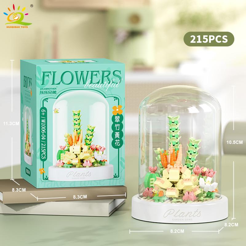 MOC Flower Display Box Micro Building Block MOC Mini Flower Mini Diamond Model Brick Toy for Children Desk Decoration