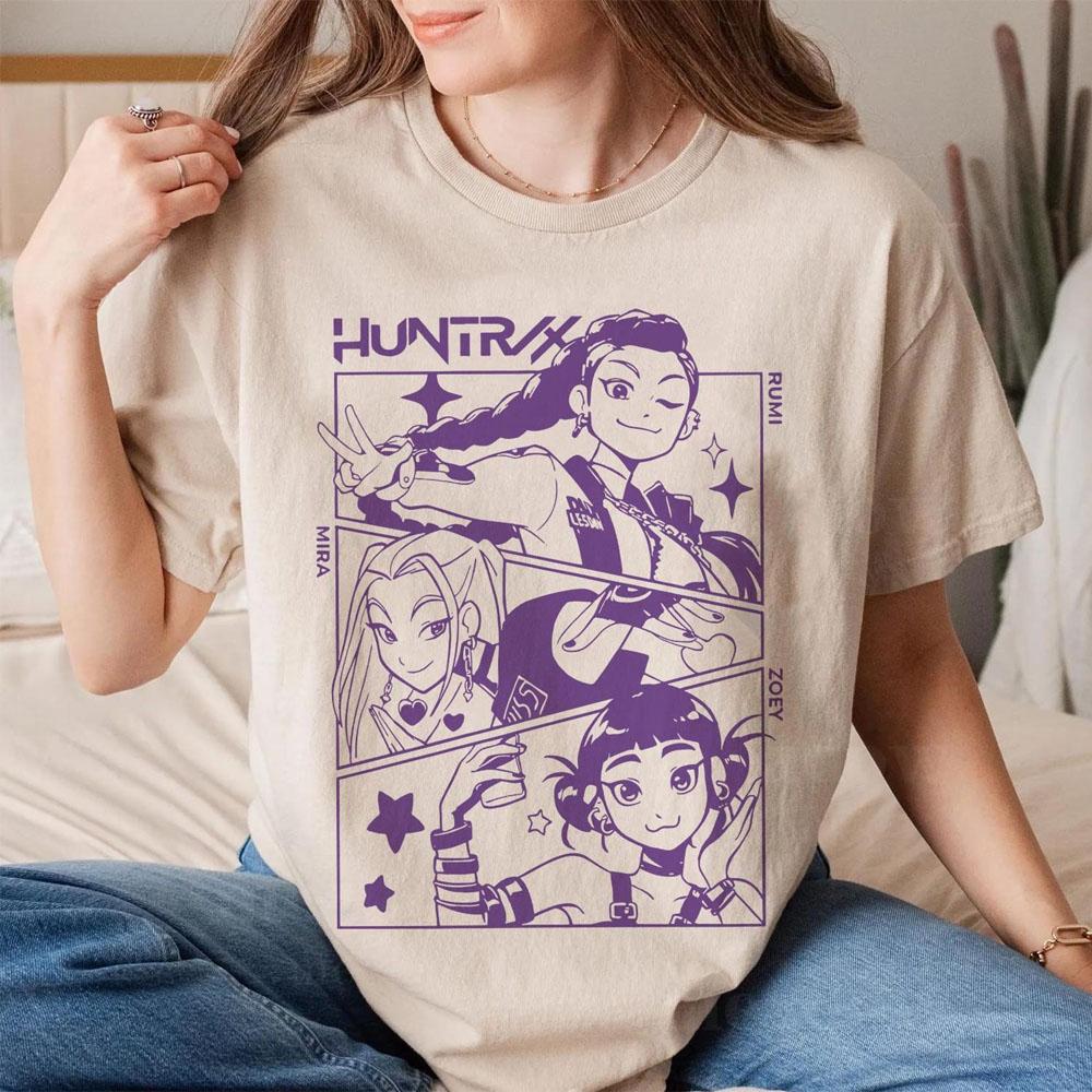 

HUNTRIX K-pop Demon Hunter Anime T-shirt Harajuku O-neck Casual Shirt Fans Gift XXXL хаки