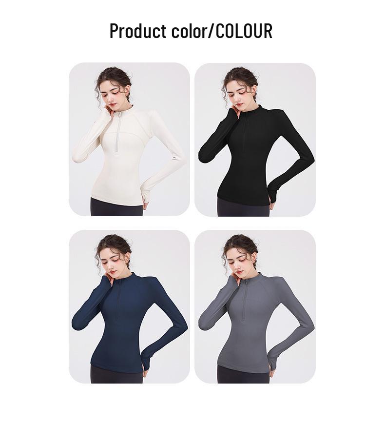 Women's 2024 Autumn/Winter Windproof Cycling Suit - Stand-up Collar, Long Sleeve Top for Yoga, Running, and Fitness.