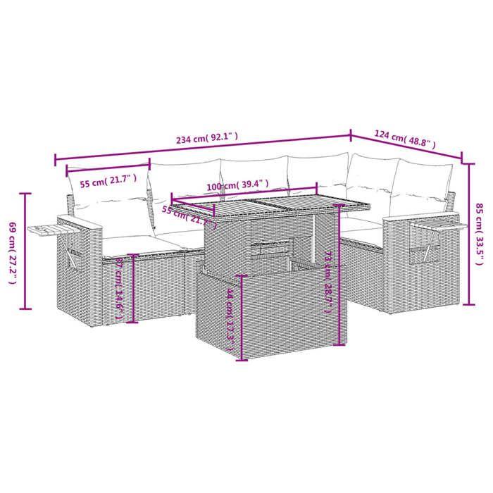 VidaXL Garden Lounge Set with Cushions 6 Pcs, Patio Sofas, Patio Furniture Set, Outdoor Furniture, Black 3273506