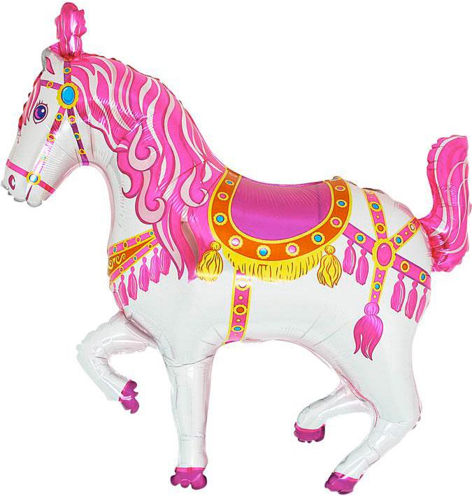 Pink Horse Foil Balloon Circus Horse 35cm
