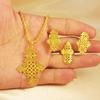 Gold-Plated Ethiopian Jewelry Set: Necklace, Earrings, & Ring for Girls - African Wedding Style
