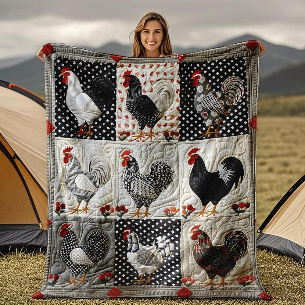 

Hawaiian Chicken Print Flannel Blanket, Farmhouse Rooster Design All Season Quilt, Soft Lightweight for Bed Sofa Travel Decor 75x90cm