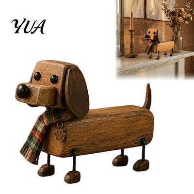 Decorazione da Tavolo per Cane Sciarpa a Quadri Bassotto Statuetta, Statua Retrò con Zampa Cucciolo Decorazione Desktop Fascino Stampato, Miniatura Mini Fatta a Mano