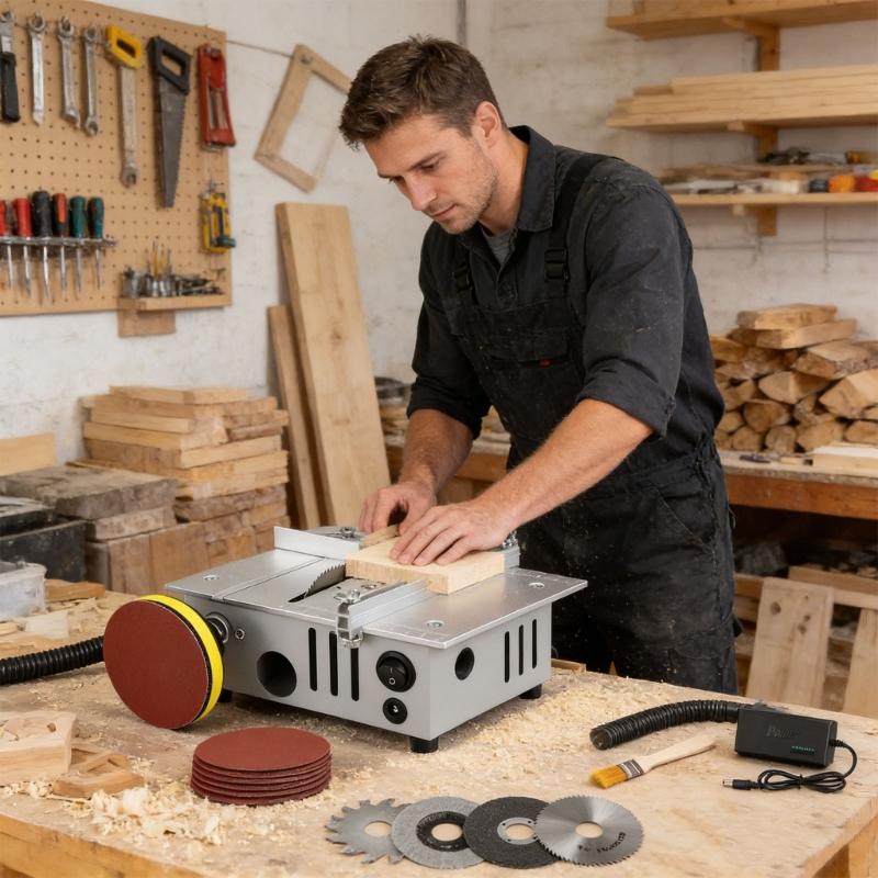 Small 100W Copper Motor Table Cutter With Angle Adjustment And Safety Cover For DIY Projects