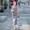 Plaid National Style New Chinese Style Suzhou Sleeveless Long Cheongsam Improved Young 1011 New Women's High Sense Summer