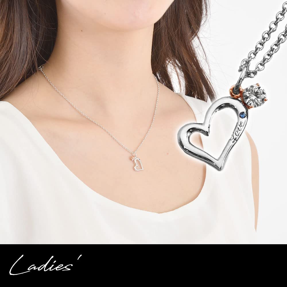 Close to Me Pair Blue 925 Sterling and Love Overlapping Unavailable Necklaces, Diamond, Silver, Men's Women's Set, Forever, Pair, SN13-125-126