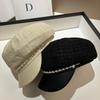 Dongdaemun Tail Order High Quality Fine Flash Small Fragrant Wind Octagonal Hat Spring And Autumn Versatile Rhinestone Rough Tweed Newsboy Hat Girl