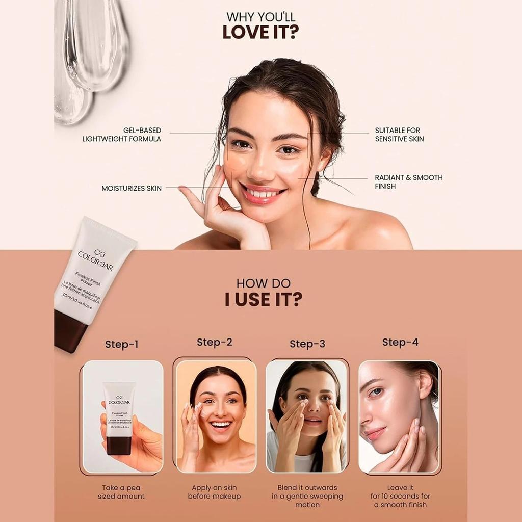 Colorbar Cosmetics Flawless Finish Primer 30 ml Provides Radiant & Smooth Finish