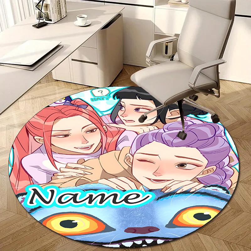 Personalized K-KPop Demon Hunters Round Chair Office Rug - Perfect for Mat, Office Chair & More - Ideal Gift for Birthdays and Holidays