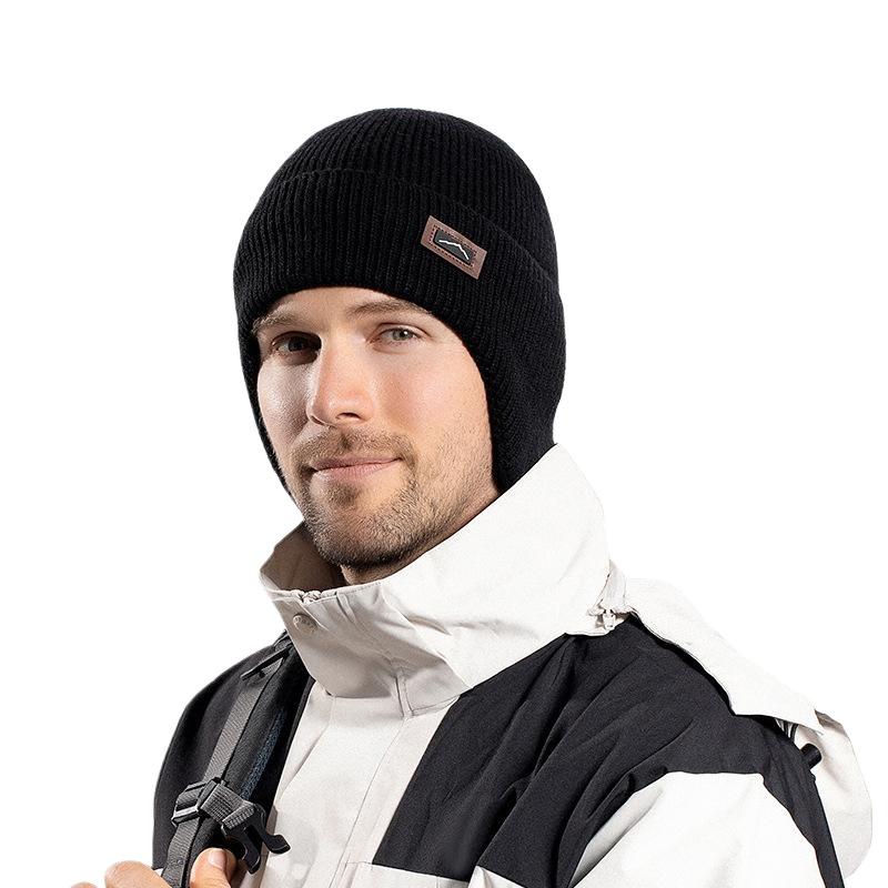 Zimowa ciepła dziana wełniana czapka polarowa czapka na zimno męska outdoorowa rowerowa ochrona uszu nakrycie głowy
