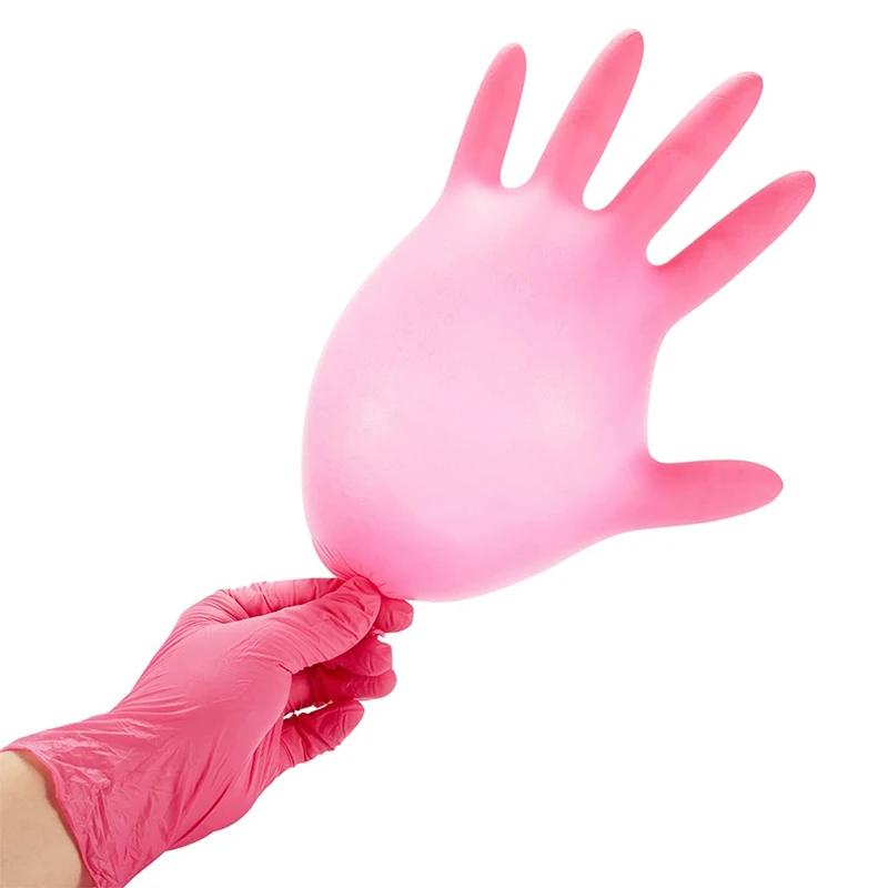 Pink Nitrile Disposable Gloves 20/50/100PCS Latex Powder Free Household Gloves for Kitchen Cooking Beauty Hair Dye Tattoo Gloves