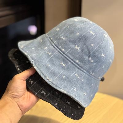 New Model of Women's Denim Fisherman Hat with Back Opening for Ponytail, Suitable for Spring and Autumn, Provides Sun Protection, UV Protection, and