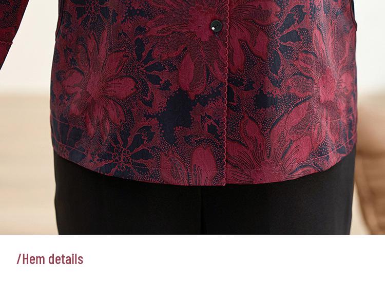 Women's Loose Floral Print Lapel Shirts for Spring and Autumn: Long-Sleeved, Plus Size, Suitable for Middle-Aged and Elderly
