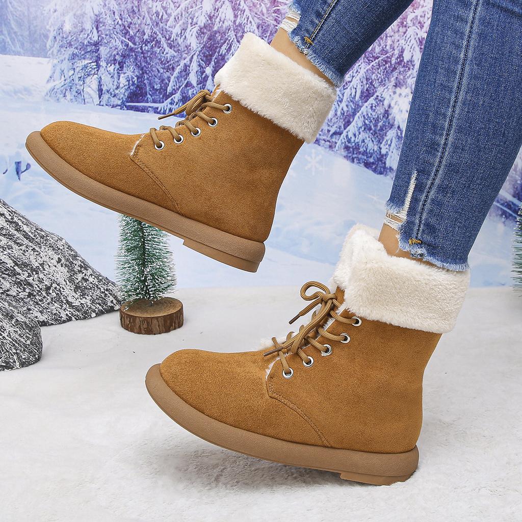 Women's Winter Boots Low Heels Women Boots with Fur Warm Winter Shoes Women Snow Boots Ankle Botas Mujer Winter Footwear Female