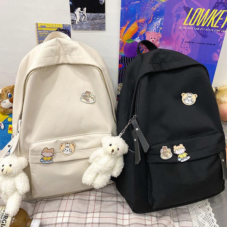 Solidcolor Backpack Shoulder Bag High School Students Junior High Unisex Gift