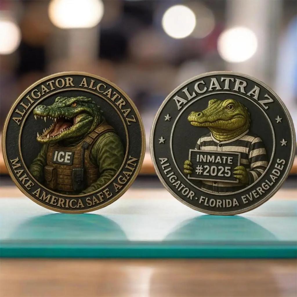 Alligator Alcatraz Collectible Coin Novelty 2025 Alligator Alcatraz Merch Alligator Alcatraz Challenge Coin Gifts Decorative