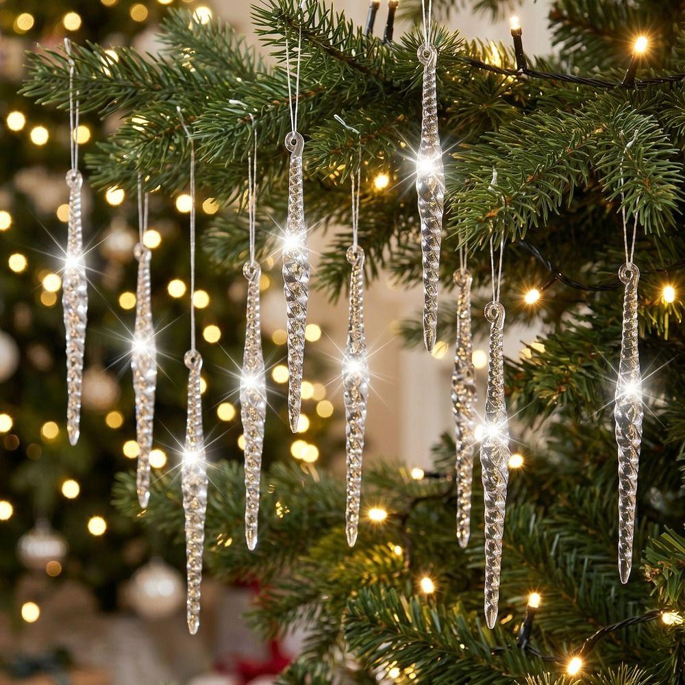 Transparent Christmas Tree Pendants Hanging Icicle Decorations Wedding & Outdoor Decor