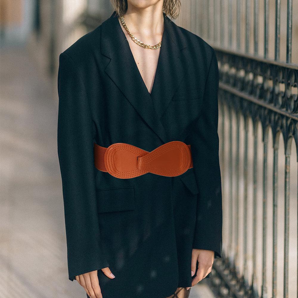 Women Wide Hook Casual Waist Strap Bowknot Waistband Waist Belts Elastic Belts