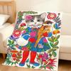 Cute Vintage Cartoon Cat Fashion Brand Flannel Soft Warm Plush Blanket Sofa Living Room Pet Hogar Bedroom Gift Home Car Portable