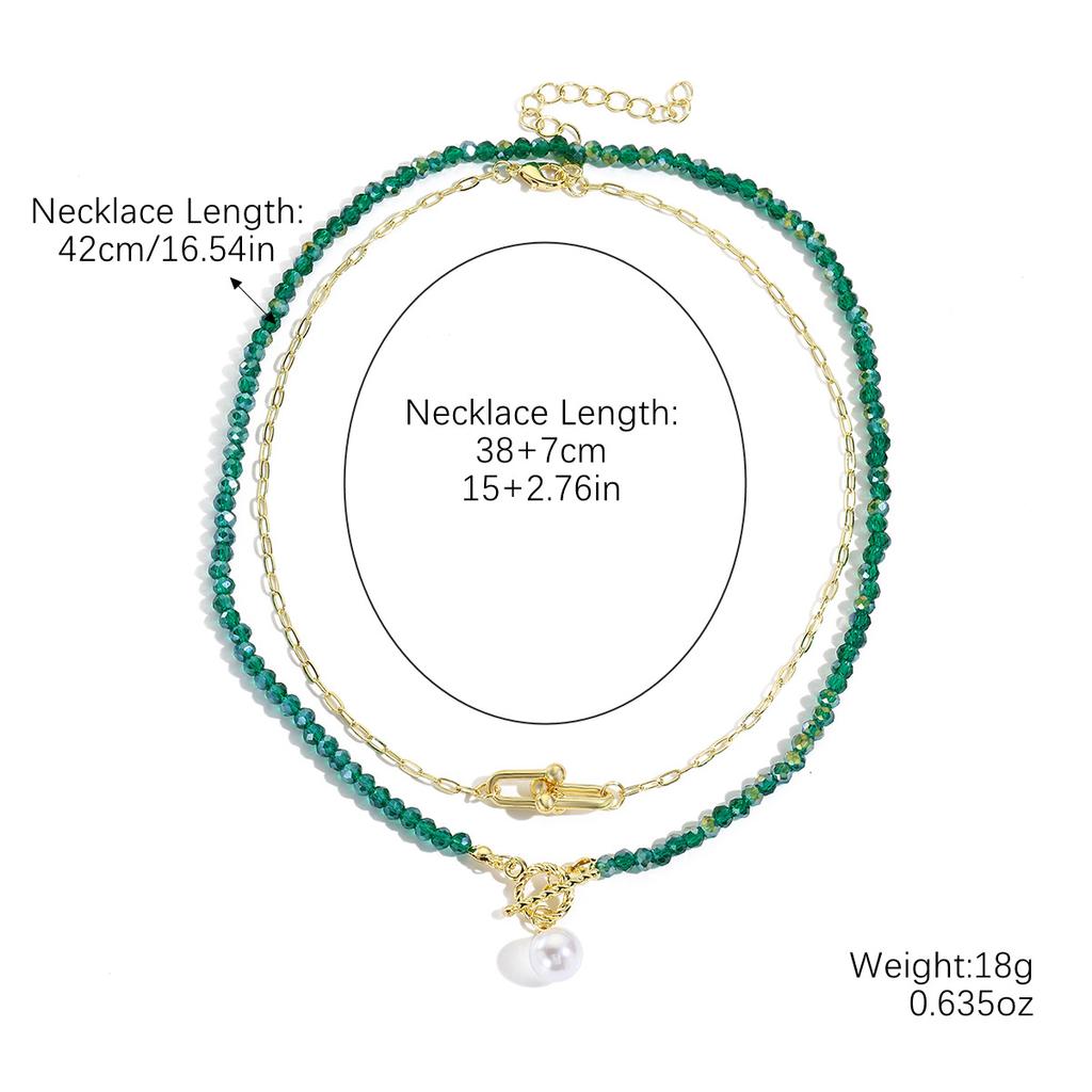 Summer Jewelry Crystal Beaded Double-Layer Necklace Temperament Advanced Sense Dopamine Crystal Necklace