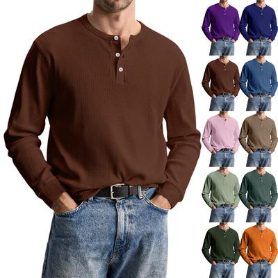Men's Casual Knit Button-Up Long-Sleeve Shirt
