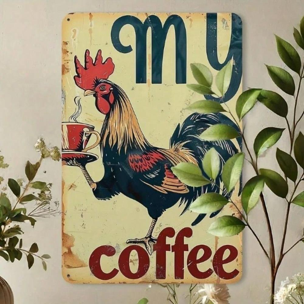 Metal Wall Art Rooster Vintage Farmhouse Kitchen Decor Poster